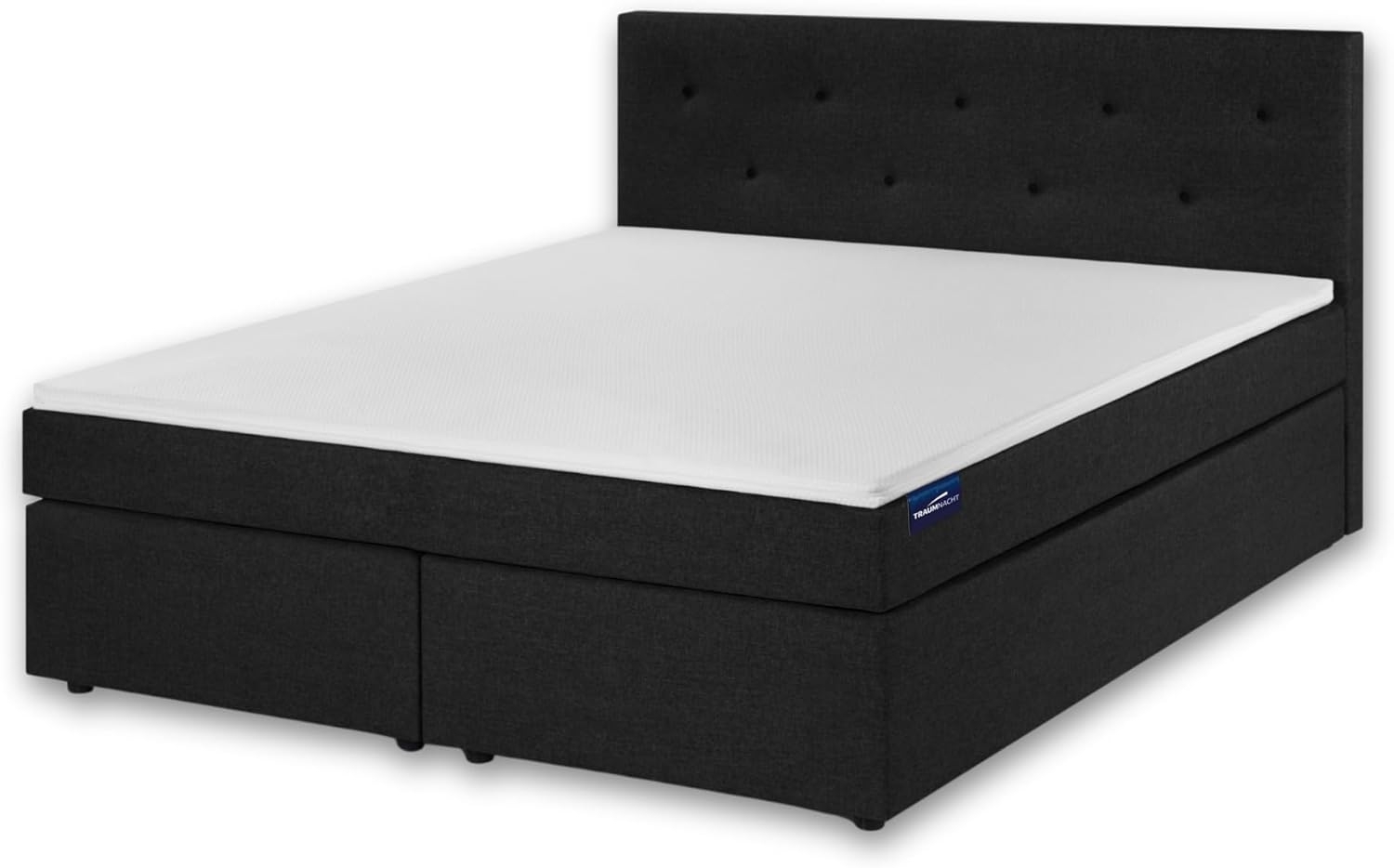 Traumnacht Boxspringbett, mit 7-Zonen Tonnentaschenfederkernmatratzen (H3) und Komfortschaumtopper, leichter Aufbau, produziert nach deutschem Qualitätsstandard, 180x200 cm in anthrazit Bild 1