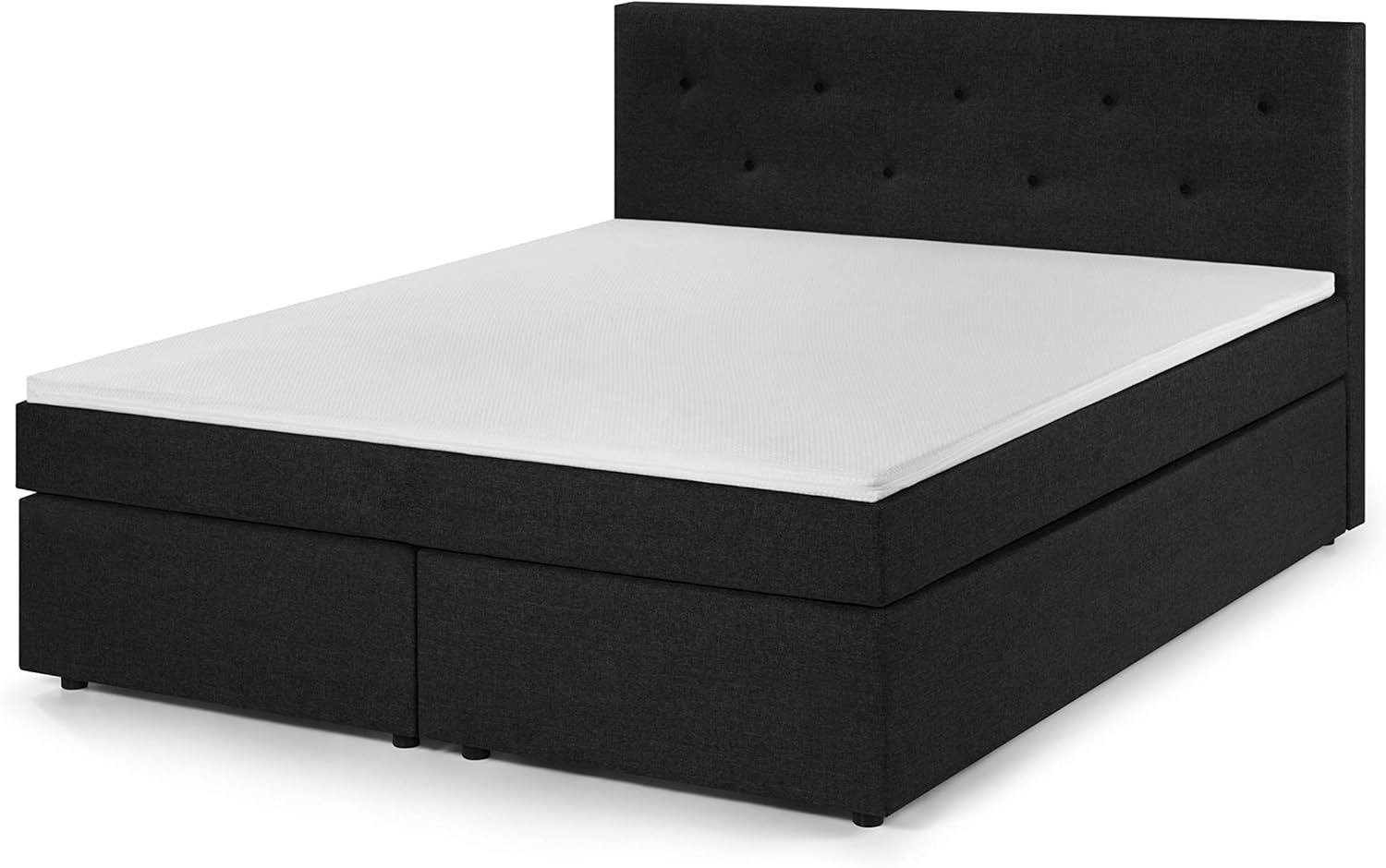 Traumnacht Boxspringbett, mit 7-Zonen Tonnentaschenfederkernmatratzen (H3) und Komfortschaumtopper, leichter Aufbau, produziert nach deutschem Qualitätsstandard, 180x200 cm in anthrazit Bild 1