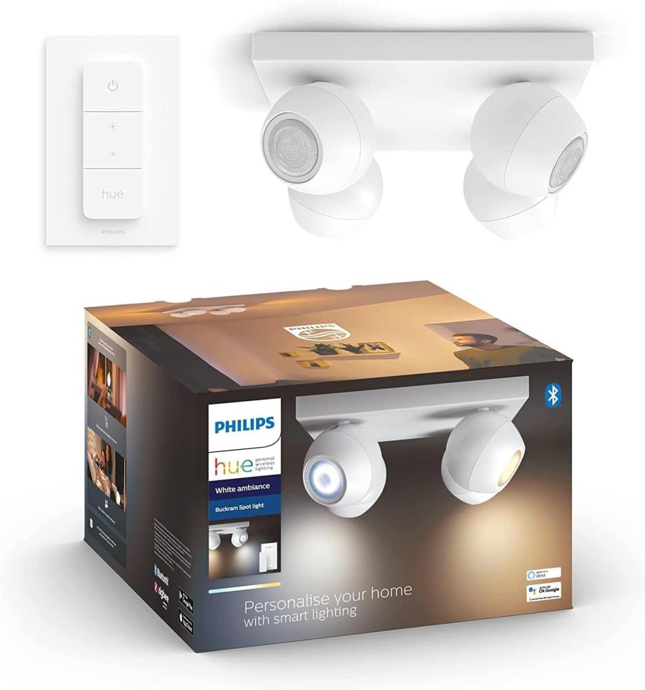 Philips Hue Buckram Quadruple Spotlight - White - With Dimmer Switch Bild 1