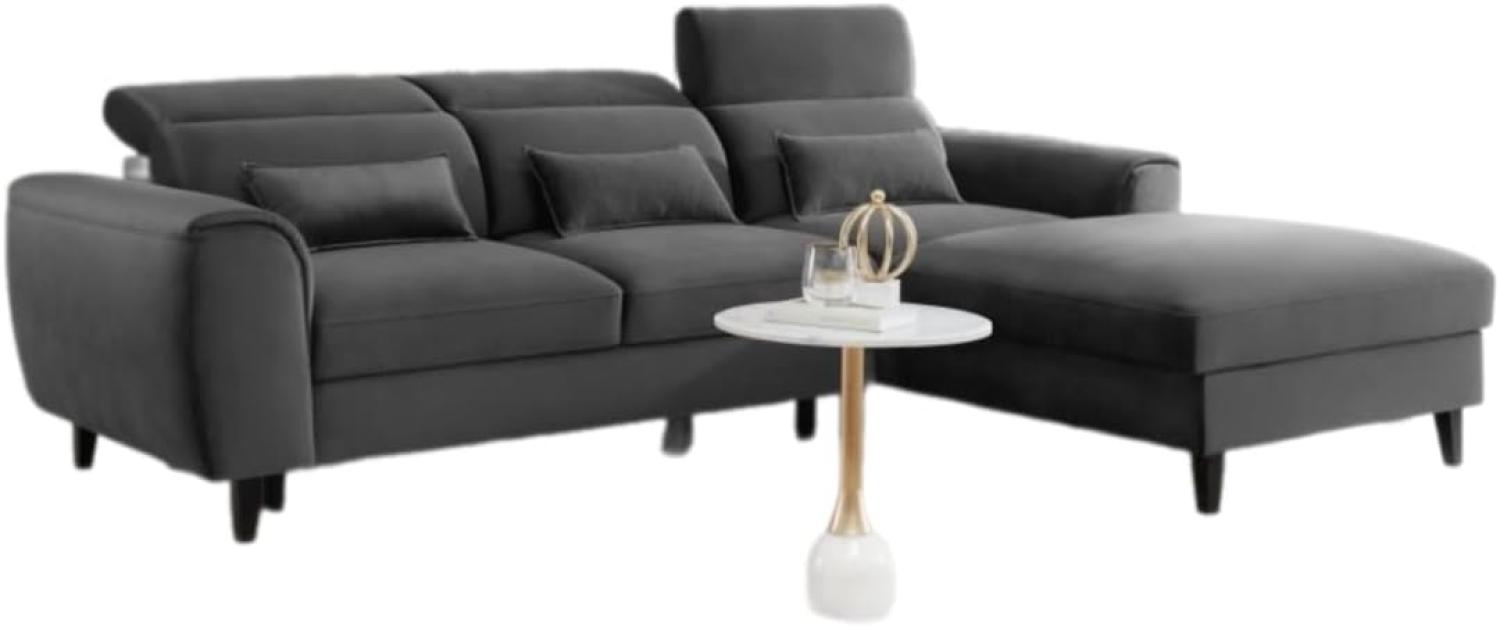 Designer Sofa Forino mit Schlaf- und Klappfunktion Anthrazit Rechts Bild 1