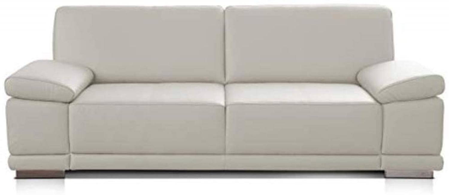 CAVADORE 3-Sitzer Sofa Corianne in Kunstleder / Ledersofa in hochwertigem Kunstleder und modernem Design /Mit Armteilverstellung / 217 x 80 x 99 / Kunstleder weiß Bild 1