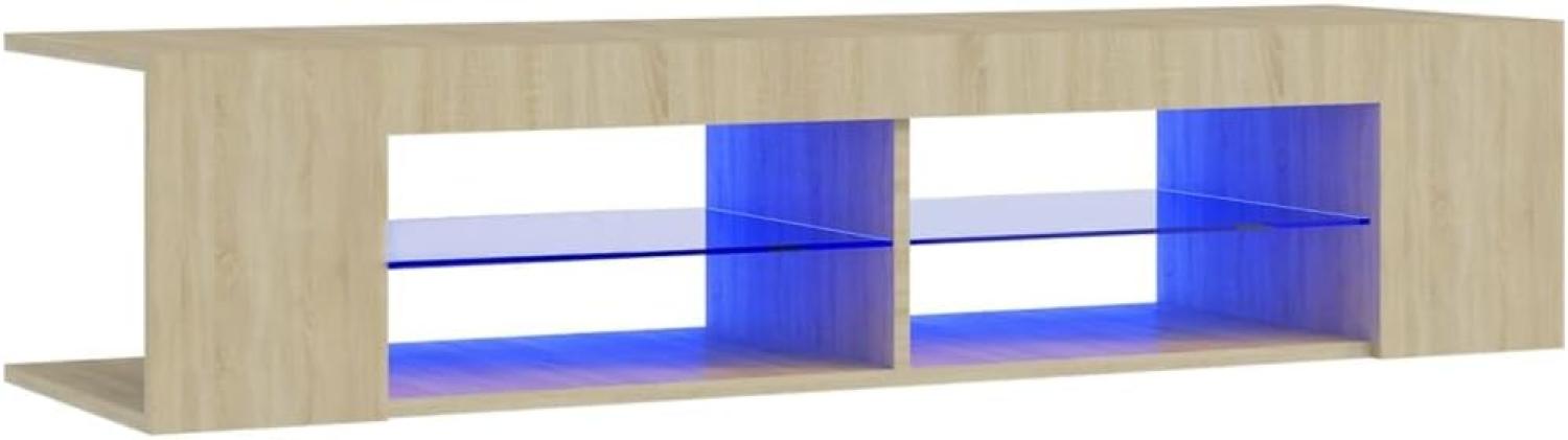vidaXL TV Schrank mit LED-Leuchten Lowboard Fernsehschrank Fernsehtisch Sideboard HiFi-Schrank TV Möbel Tisch Board Sonoma-Eiche 135 x 39 x 30 cm Bild 1