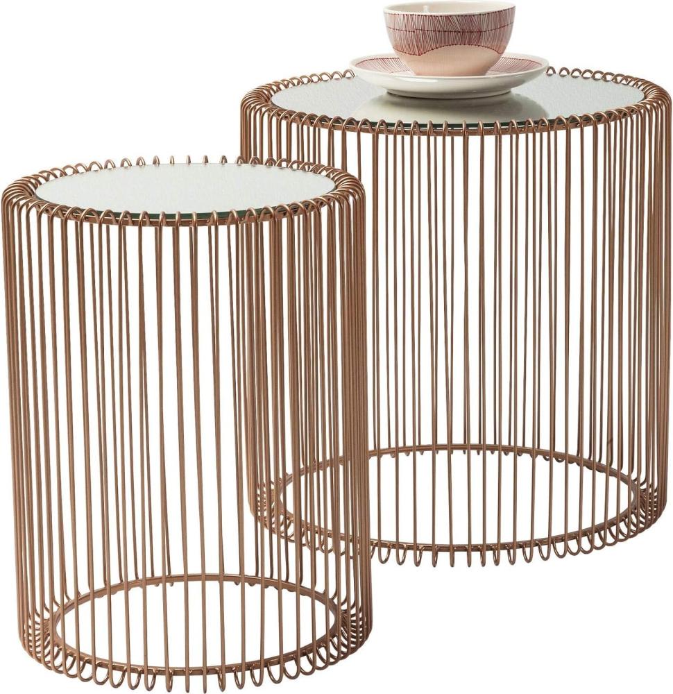 Kare Design Beistelltisch Wire Copper (2/Set) Ø44cm, 46x45x45cm Bild 1