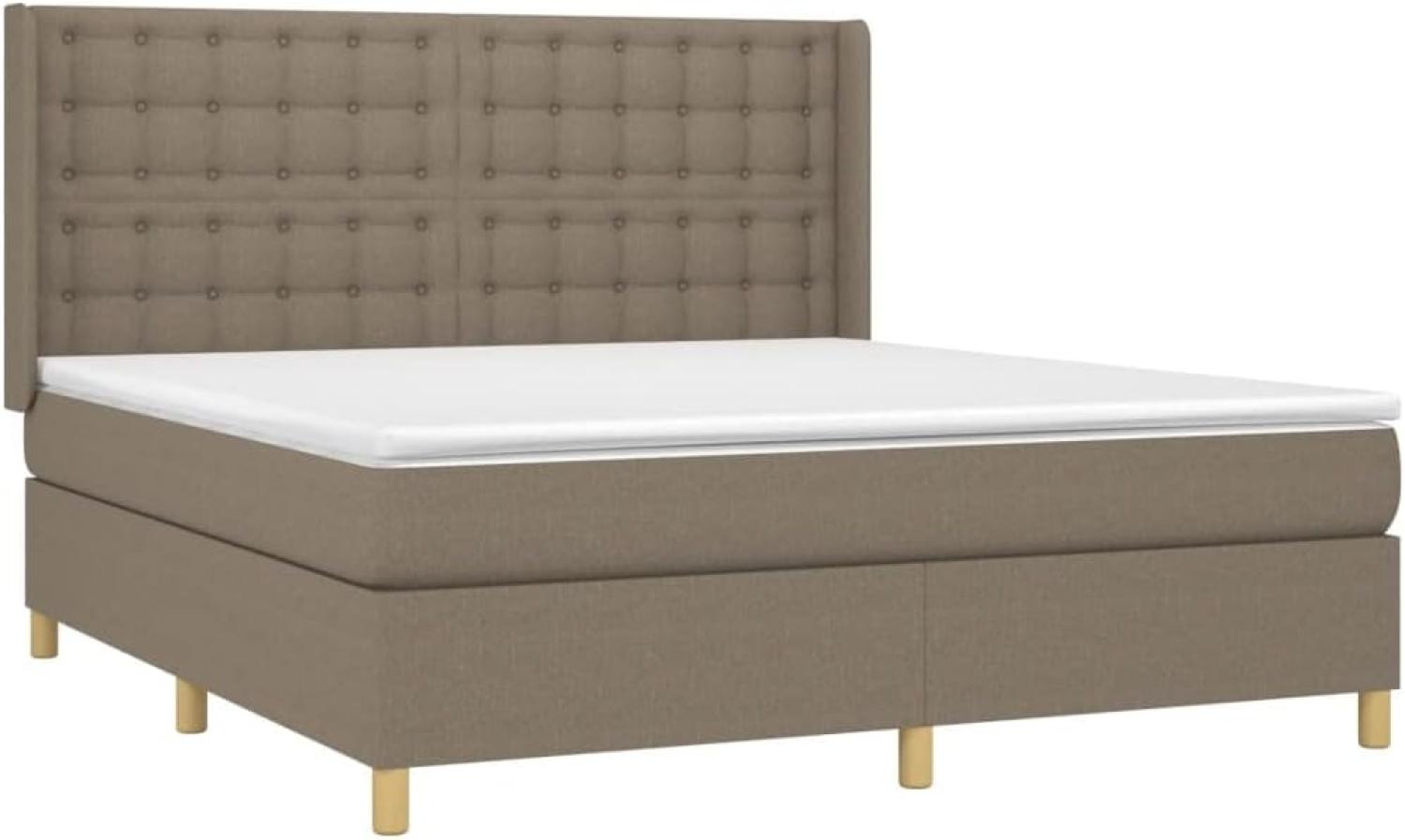 vidaXL Boxspringbett mit Matratze Taupe 160x200 cm Stoff 3132325 Bild 1