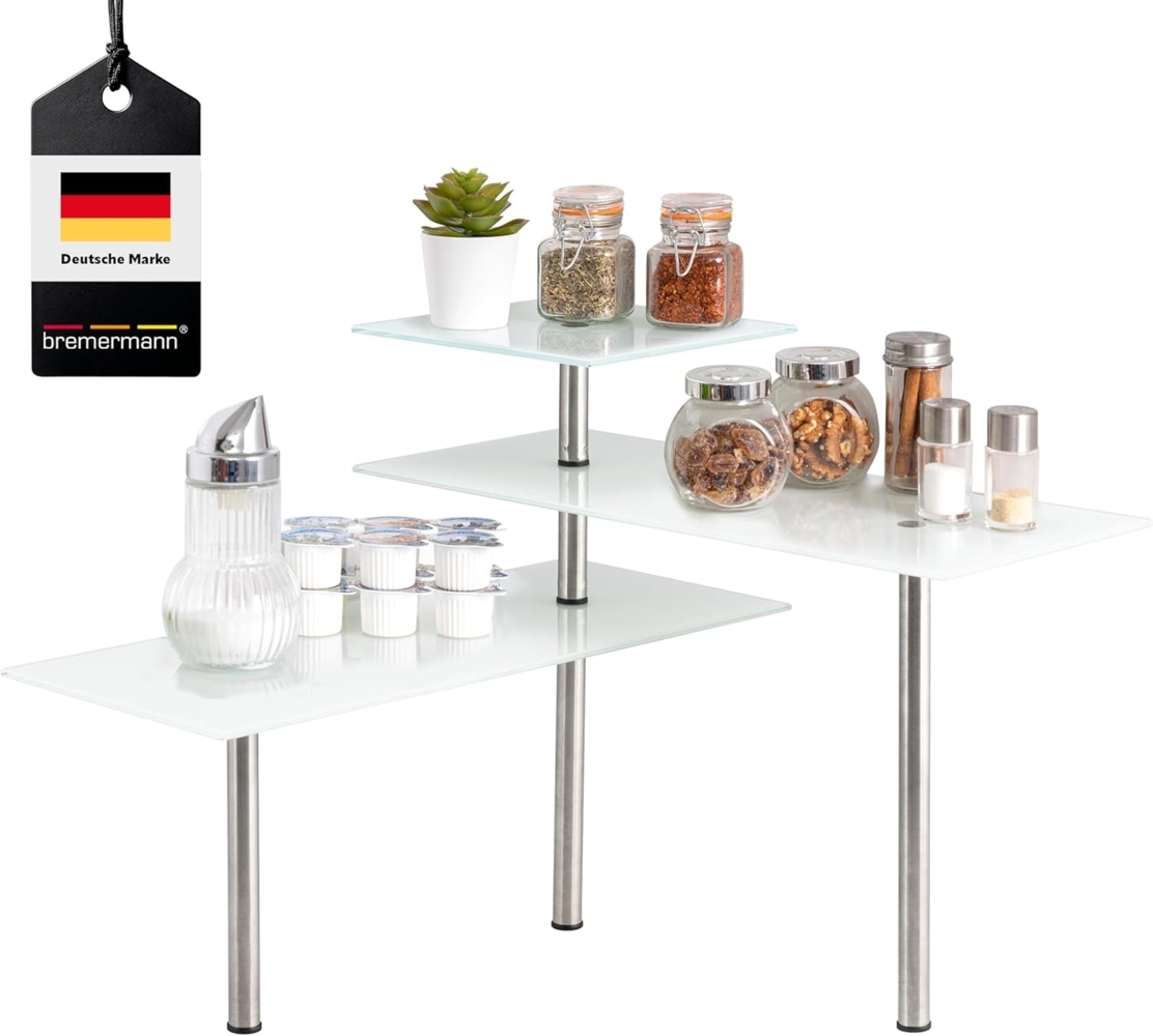 bremermann Küchenregal Eckregal, aus Glas und rostfreiem Edelstahl Bild 1