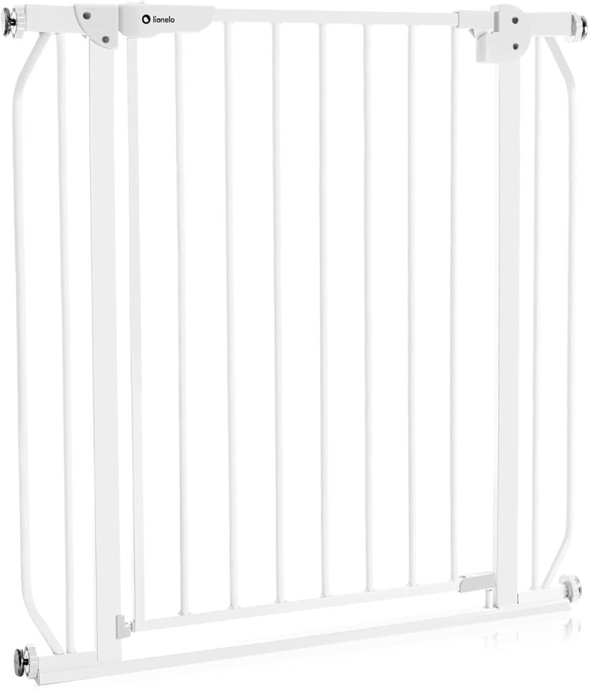 LIONELO Truus Slim Treppenschutzgitter, Ohne Bohren, Türschutzgitter, Baby Türgitter zum Klemmen, Metall, Breite von 75-105 cm einstellbar (Slim White) Bild 1