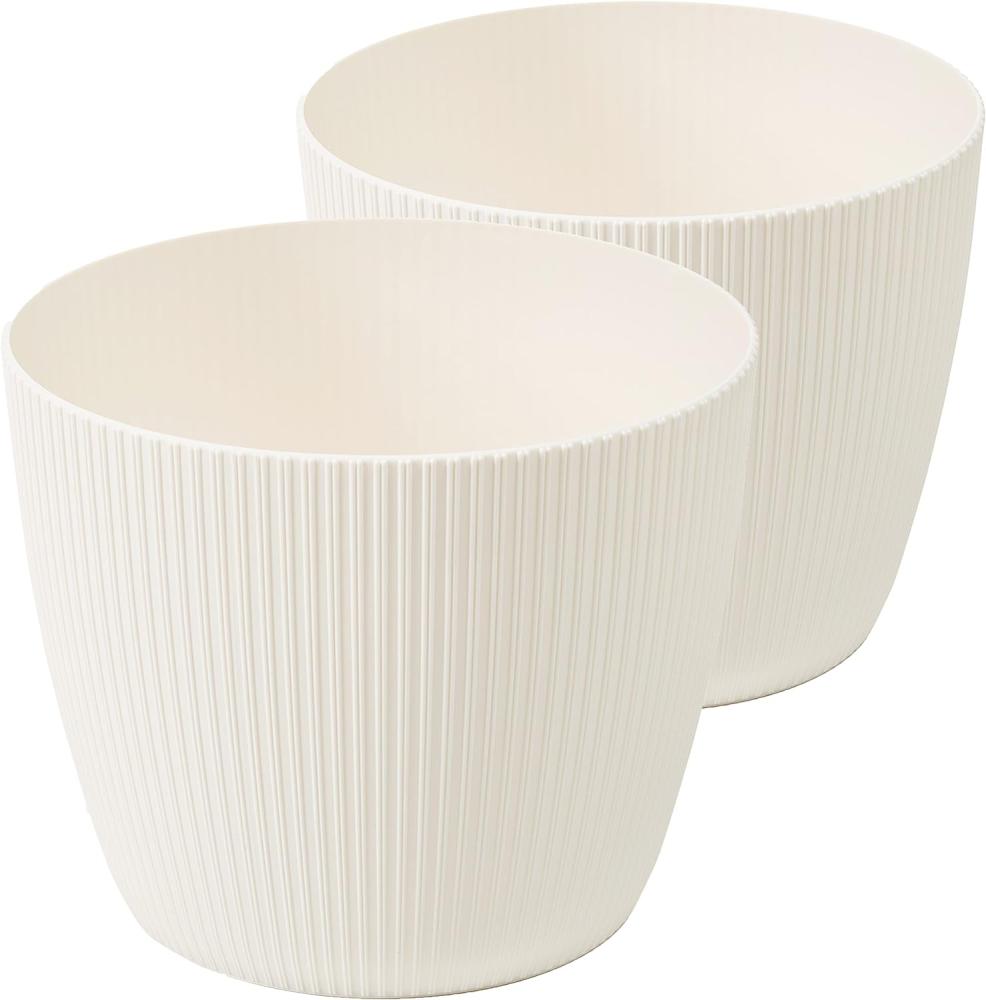 Tymar Blumentopf, 2er-Pack, Runde Form, Übertopf ((2pack) Creme, ø 30 cm) Bild 1