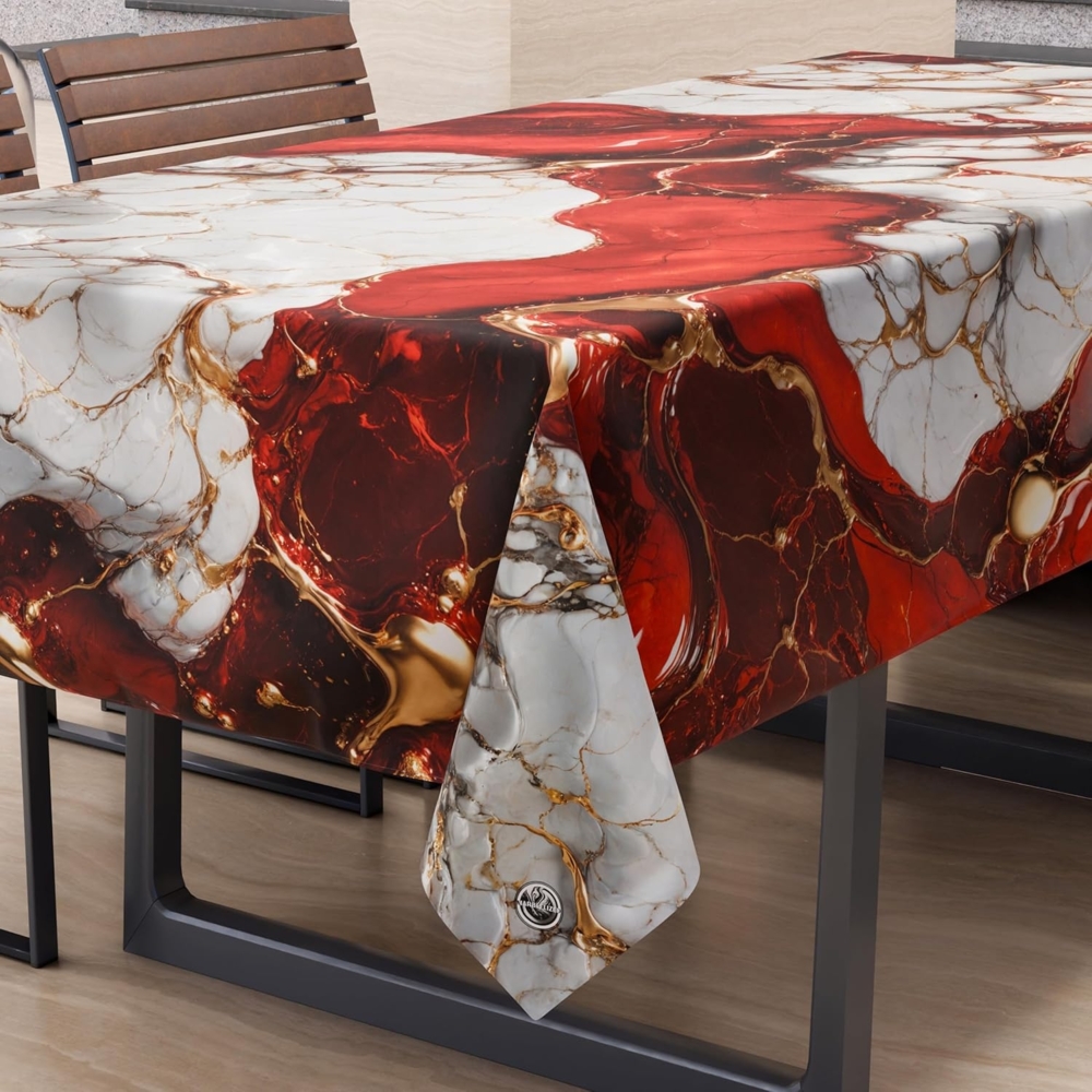 PETTI Artigiani Italiani - Fleckabweisende Tischdecke, rechteckig, für Küche, elegant, Marmor-Effekt, Rot, für 6 Plätze (140x180 cm), 100% Made in Italy Bild 1