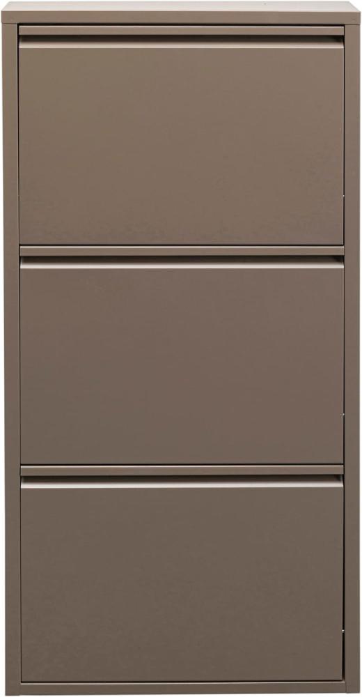 Kare Design Schuhschrank Caruso, Taupe, Stahl, mit 3 Klappen, Schuhablage für 6 Paar Schuhe, schmal, platzsparend, hoch, Schuhregal, Eingangsbereich, 103x50x15 cm (H/B/T) Bild 1