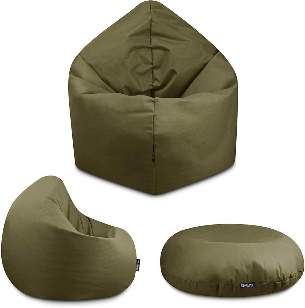 BuBiBag - 2in1 Sitzsack Bodenkissen - Outdoor Sitzsäcke Indoor Beanbag, Khaki, Ø 125,0 cm Bild 1