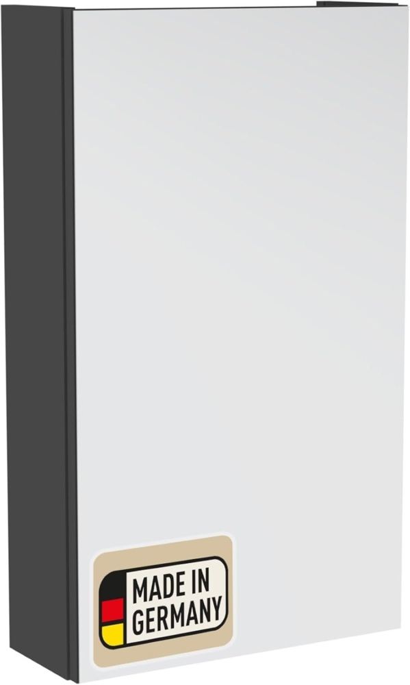 Probus Basic Spiegelschrank Anthrazit – 40 cm Breite, Moderner Badezimmerschrank mit Spiegel, Stilvoll & Platzsparend, Türanschlag frei wählbar, Made in Germany Bild 1