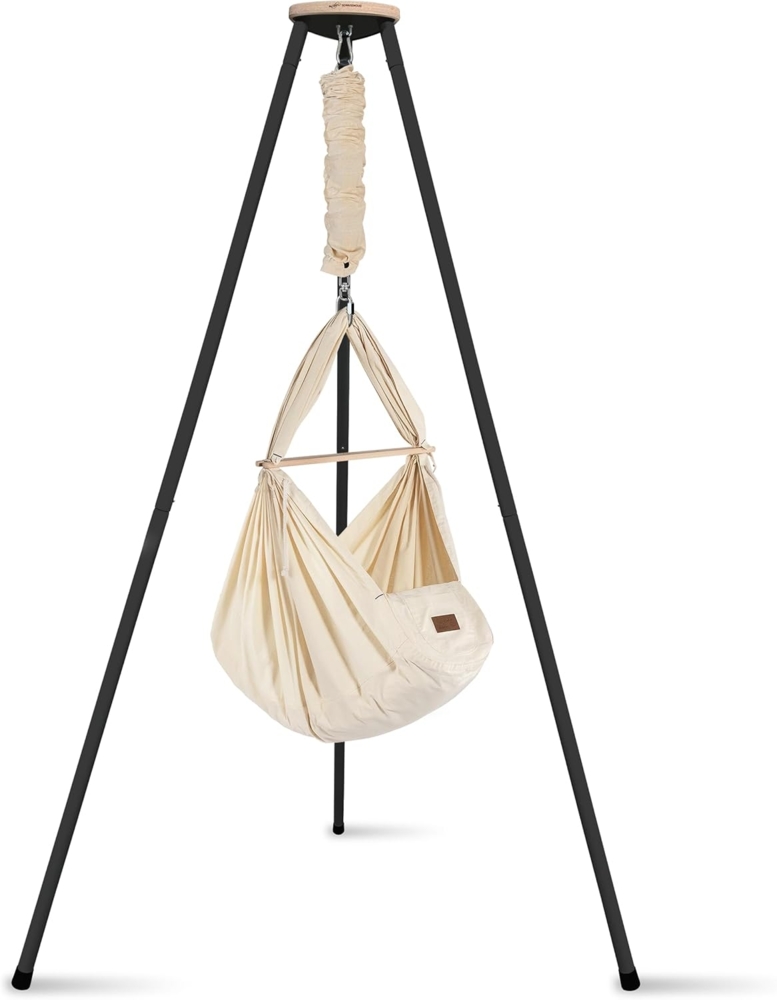 Federwiege mit Tipi Bio Anthrazit Schafwolle Bild 1