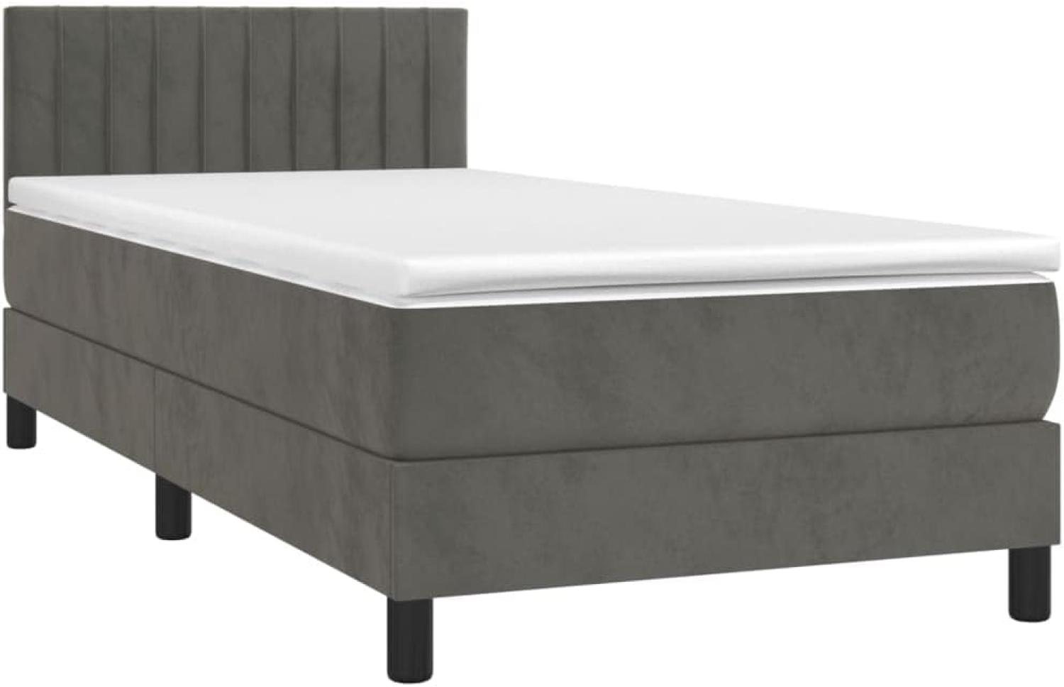 vidaXL Boxspringbett mit Matratze Dunkelgrau 80x200 cm Samt, Härtegrad: H2 [3141390] Bild 1