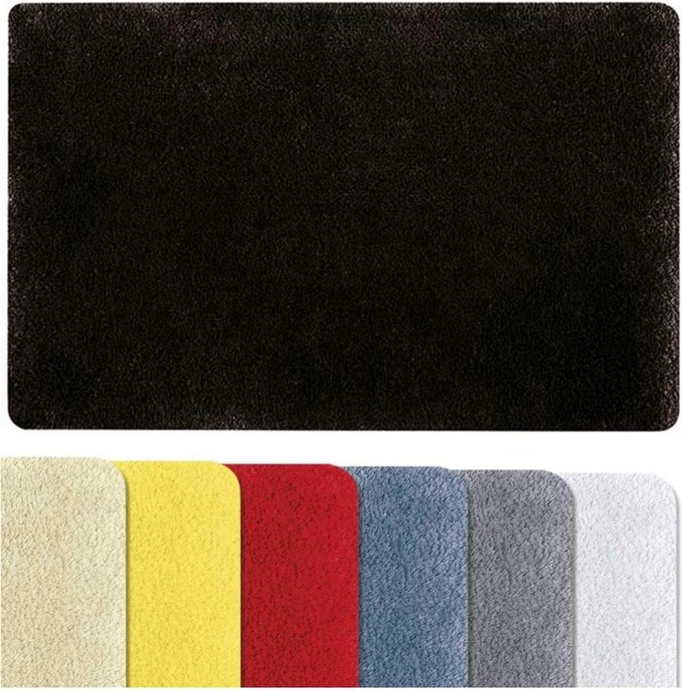 Spirella Badteppich Badvorleger Duschvorleger Fino Supersoft Hochflor waschbar, rutschfest Badematte 50x80 cm – Schwarz Bild 1