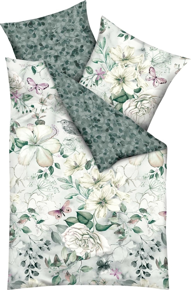 Kaeppel Bettwäsche Wendebettwäsche "Green Garden", Mako-Satin, 2 teilig, Blumen Bild 1