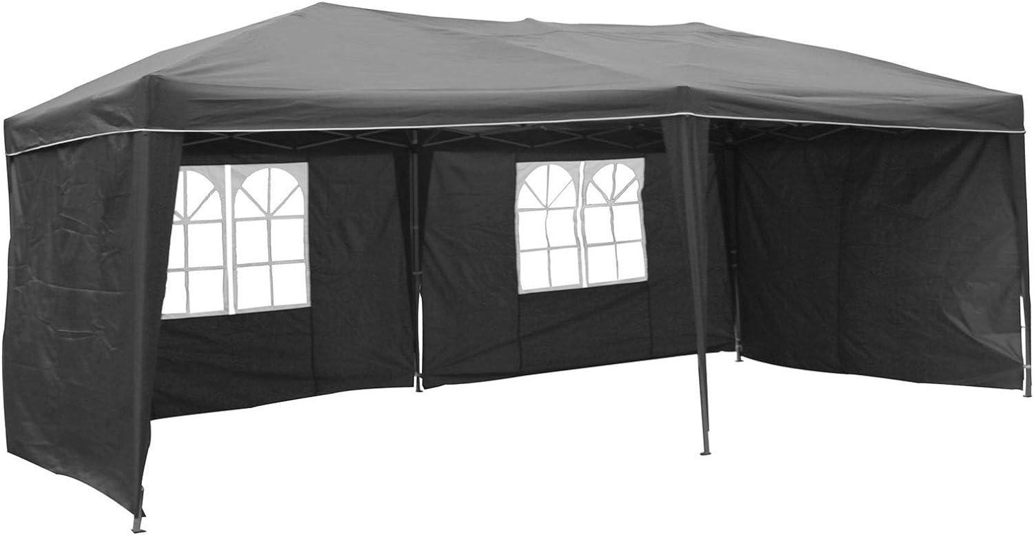 XXL Alu Faltpavillon 6x3m Gartenpavillon Gartenzelt Partyzelt Wasserdicht Steingrau Bild 1