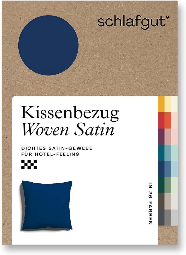 Schlafgut Woven Satin Bettwäsche|Kissenbezug einzeln 40x40 cm| blue-deep Bild 1