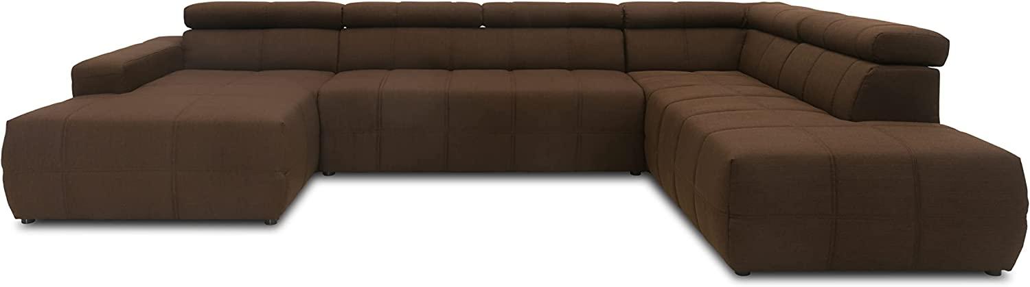 DOMO. collection Brandon Sofa, Wohnlandschaft mit Rückenfunktion in U-Form, Polsterecke Eckgarnitur, dunkelbraun, 175 x 359 x 228 cm Bild 1