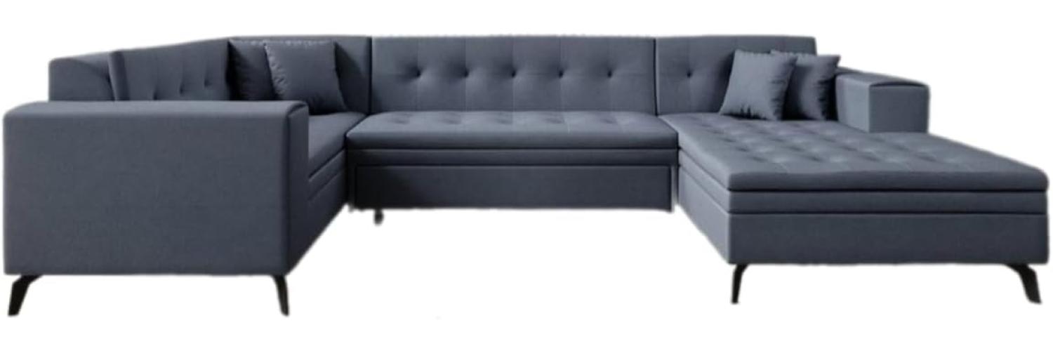 Designer Sofa Neola mit Schlaffunktion Stoff Blau Rechts Bild 1