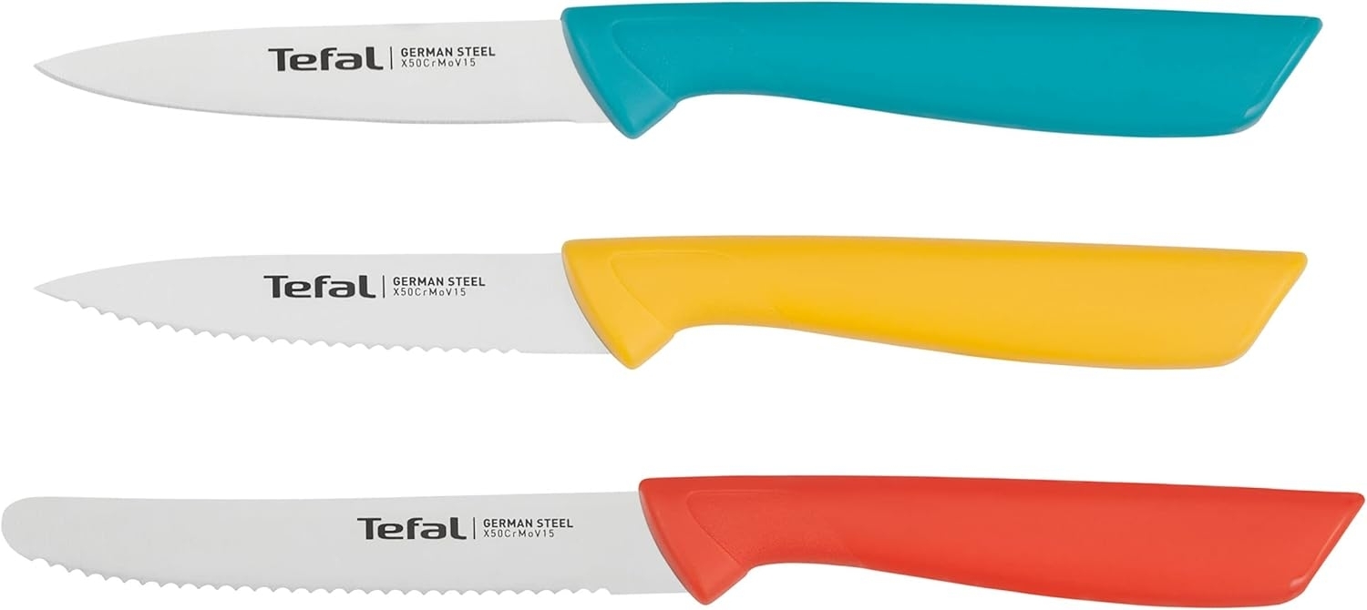 Tefal Messer-Set K273S3 Colorfood (Set, 3-tlg), Edelstahl, korrosionsbeständig, ergonomisch, sicher Bild 1