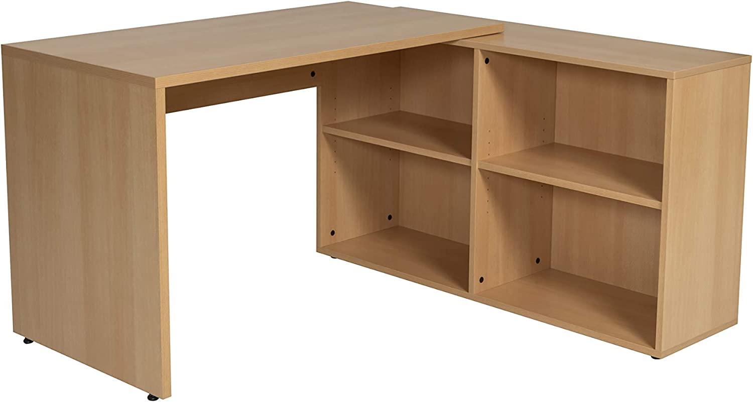 Furni24 Homeoffice Schreibtisch N-Home 120 x 120 x 60 cm buche, rechts o. links montierbar Bild 1