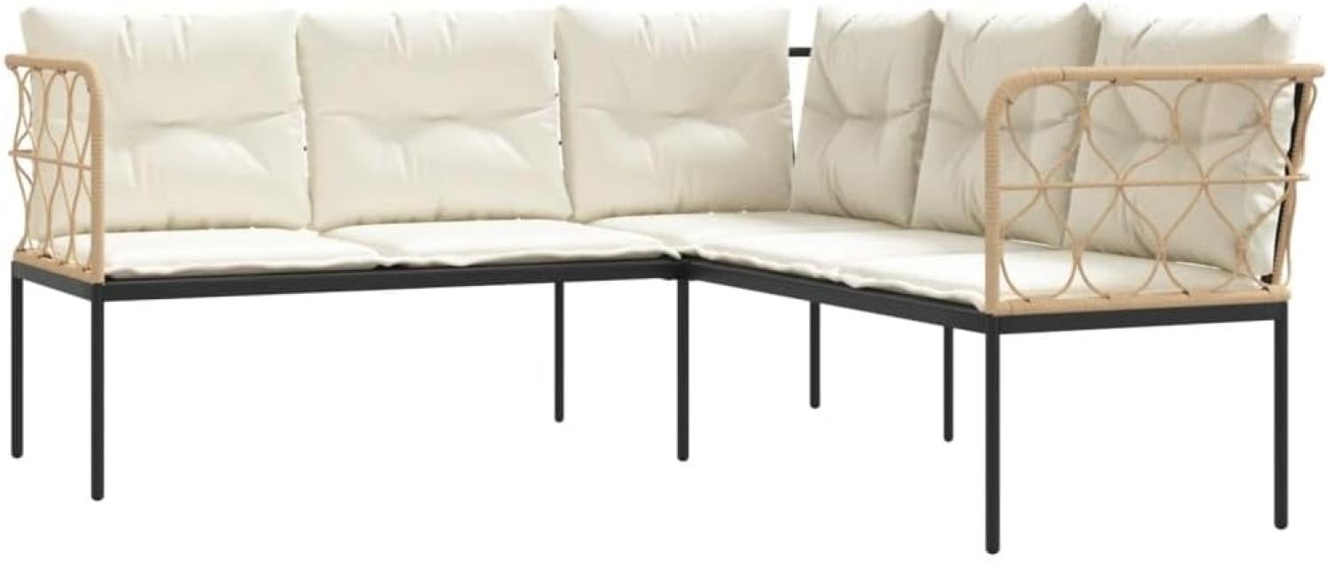 vidaXL Gartensofa in L-Form mit Kissen Schwarz Stahl und Textilene 4008109 Bild 1