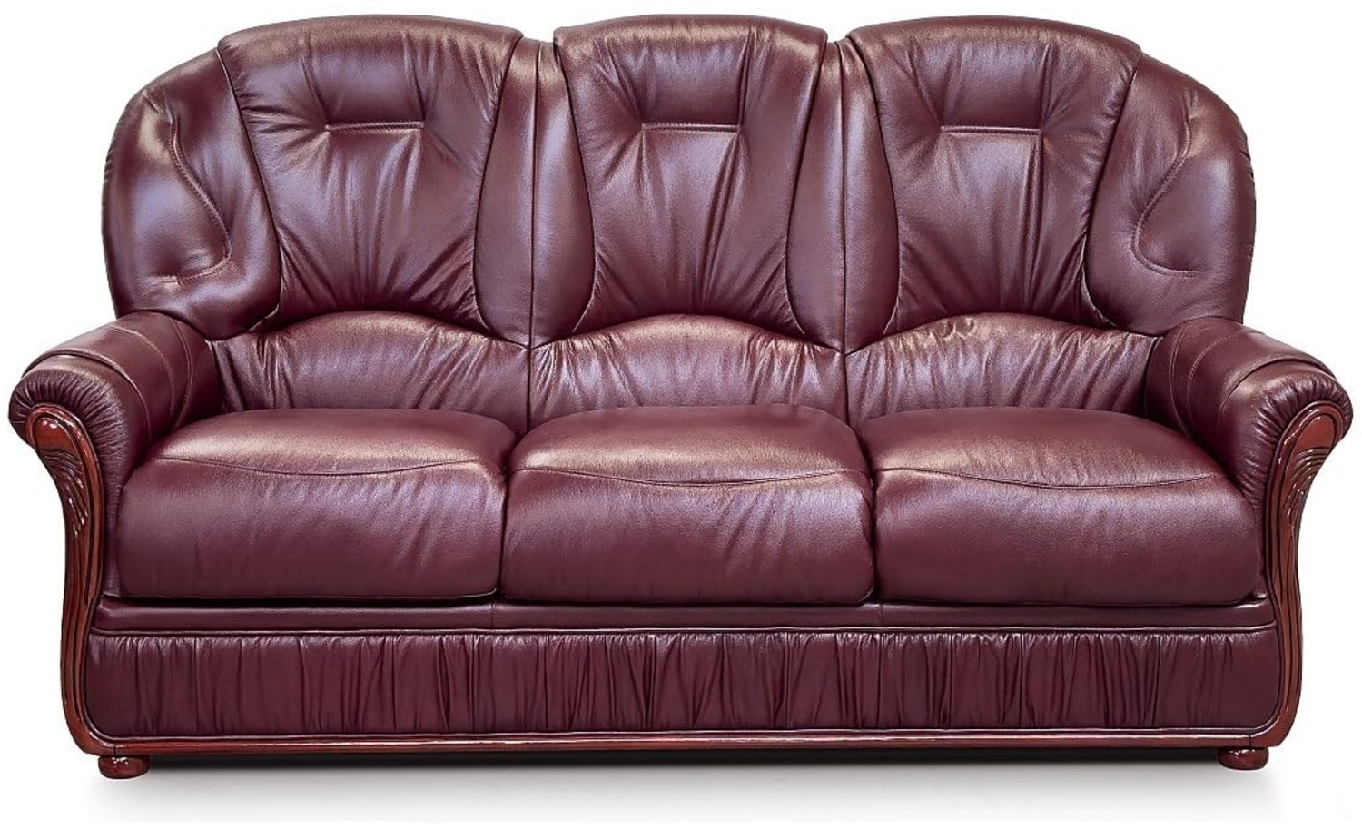 Vente-unique - Ledersofa 3-Sitzer - Büffelleder - Weinrot - DAPHNE Bild 1