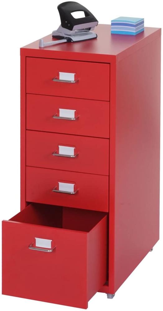 Rollcontainer Boston T851, Schubladenschrank Stahlschrank, 69x28x41cm 5 Schubladen ~ rot Bild 1