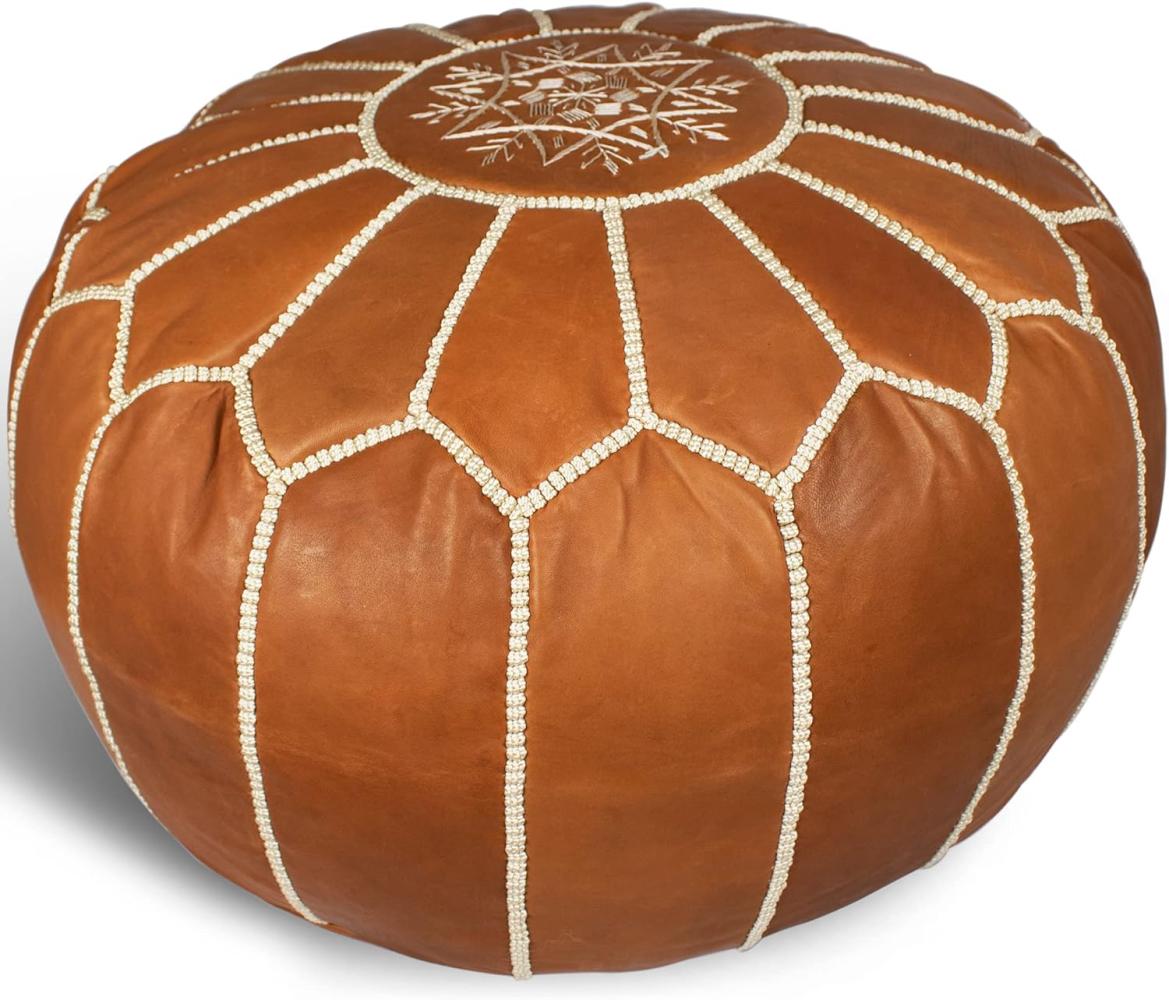 MARRAKESH STYLE Amazing & Beautiful, Original Poufs Marokkanischer Leder Pouf, Naturleder Poufs, Home Gifts, Hochzeitsgeschenke, ungefüllt (Braun) Bild 1