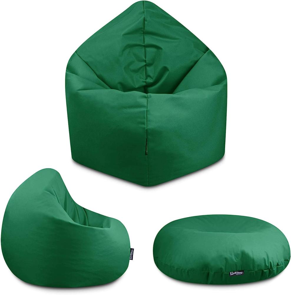 BuBiBag - 2in1 Sitzsack Bodenkissen - Outdoor Sitzsäcke Indoor Beanbag in 32 Farben und 3 Größen - Sitzkissen für Kinder und Erwachsene (125 cm Durchmesser, Dunkelgrün) Bild 1