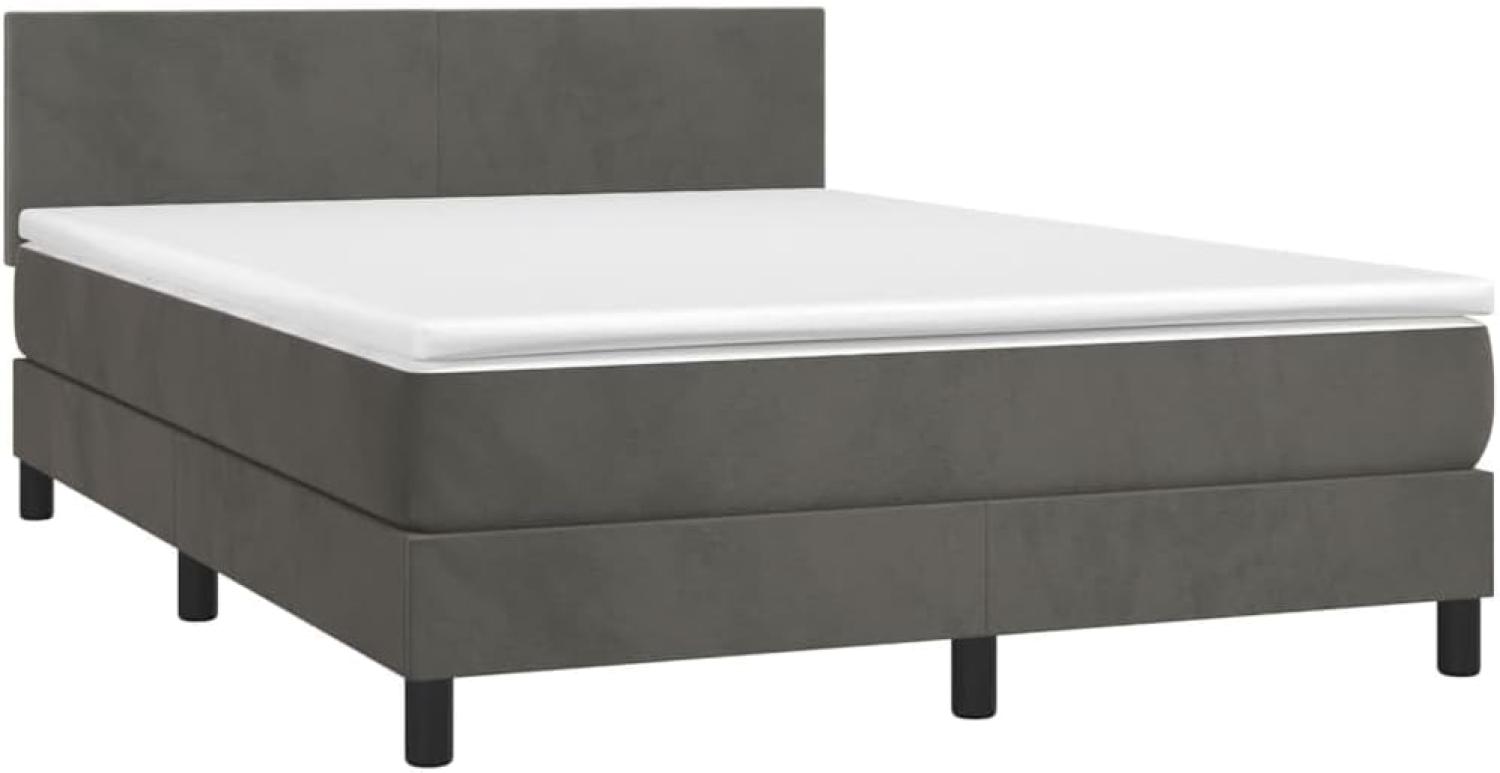 vidaXL Boxspringbett mit Matratze Dunkelgrau 140x200 cm Samt 3141186 Bild 1