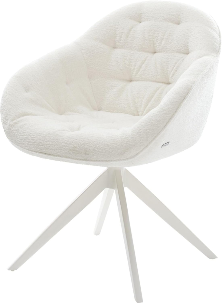 Drehstuhl Gaio-Flex Bouclé Soft Beige Kreuzgestell breit Weiß 360° drehbar Wippfunktion Bild 1