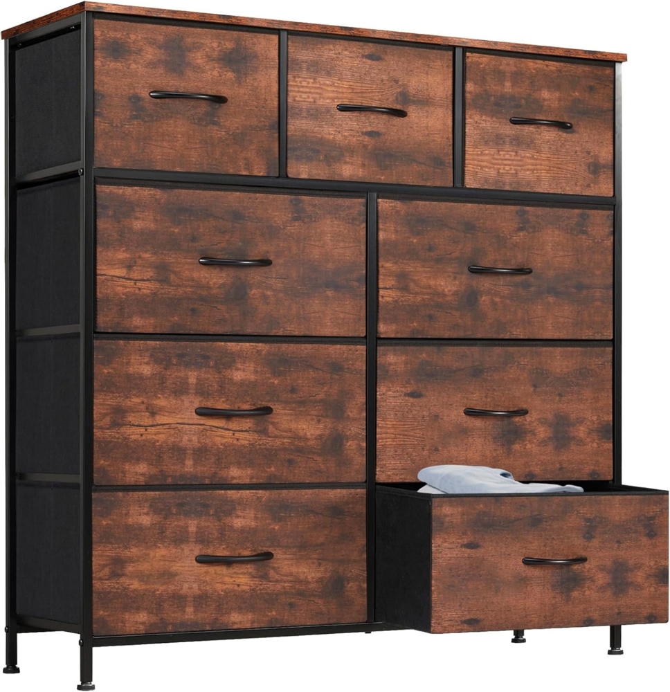 Sweetcrispy Kommode für Schlafzimmer, breite Schublade Kommode, 9 Stoffschubladen mit Griffen, Schubladen aus Stoff, Schrank, TV Stand für Schlafzimmer, Schrank, Wohnzimmer, Kinderzimmer Bild 1