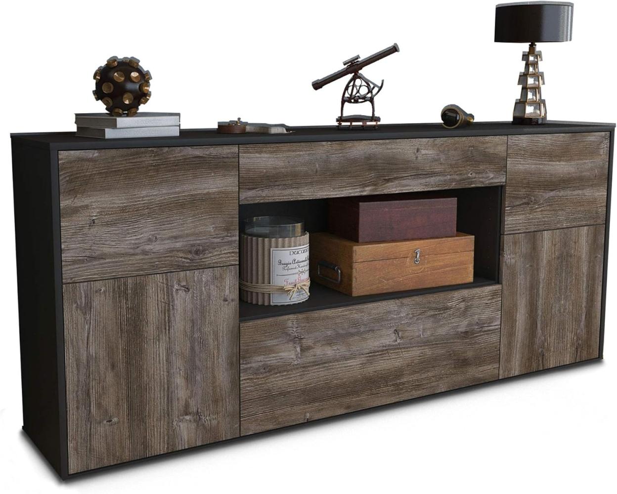 Stil. Zeit Sideboard Johannes - Korpus anthrazit matt - Front Treibholz (180 x 79 x 35 cm) Push-to-Open Technik & Leichtlaufschienen Bild 1