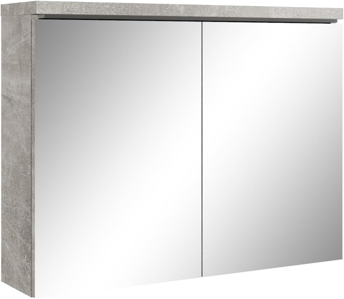 Badplaats B. V. Spiegelschrank Paso 80 cm Beton (Grau) - Schrank Spiegelschrank Spiegel Badezimmer Badmöbel Set Hängeschrank Bild 1