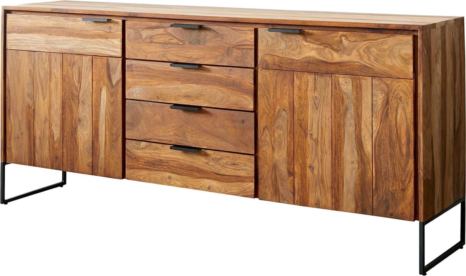 Sideboard Nook 180 cm Sheesham Natur 2 Türen 4 Schübe Bild 1