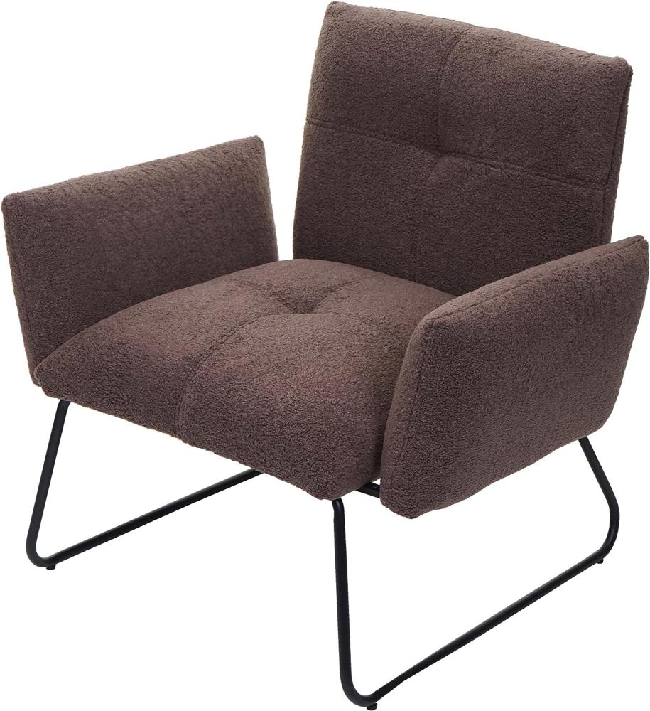 Lounge-Sessel HWC-K34, Cocktailsessel Sessel, Bouclé Stoff/Textil MVG-zertifiziert ~ braun Bild 1