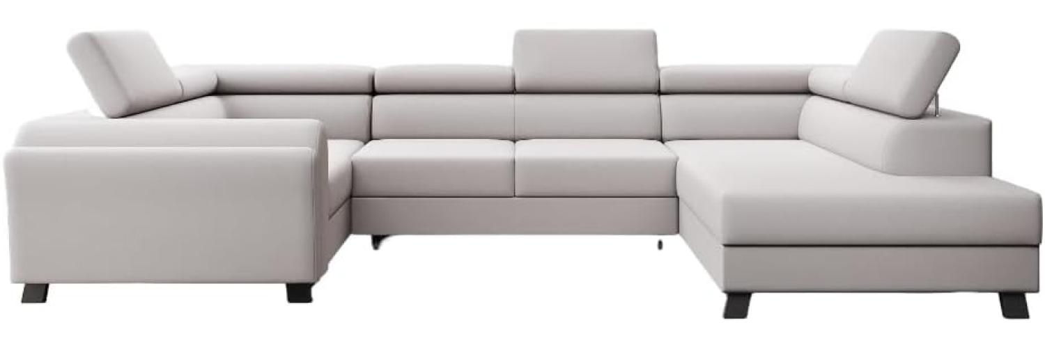 Designer Sofa Emilio mit Schlaf- und Klappfunktion Stoff Beige Rechts Bild 1