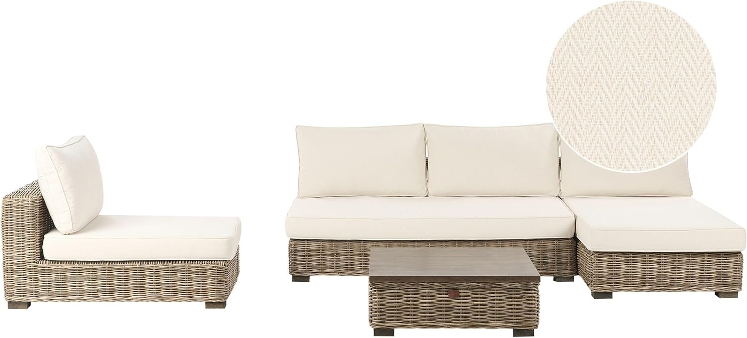Lounge Set mit Tisch 4-Sitzer VARALLO linksseitig modular Rattan Grau Bild 1