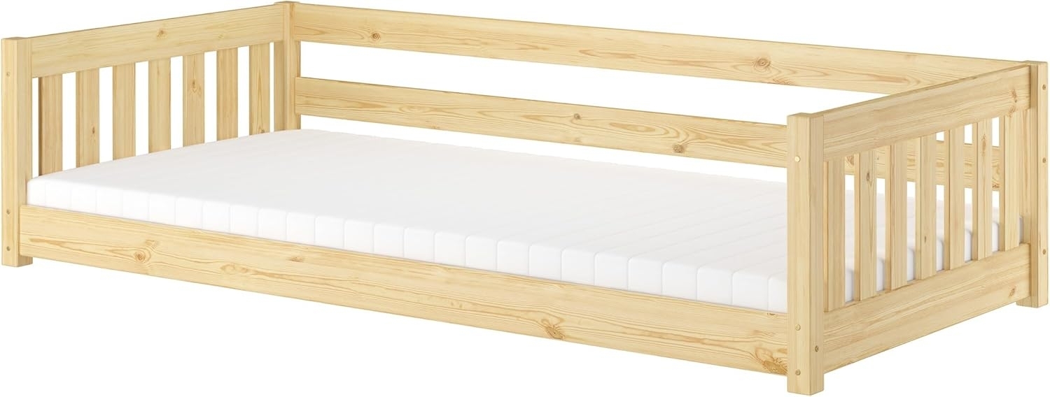 Niedriges Kinderbett Bodenbett 90x200 Kiefer massiv Zubehör wählbar V-60.28-09Rollrost und Matratze inkl. Bild 1