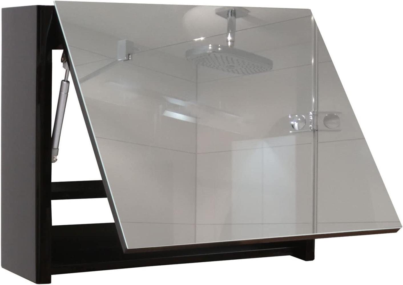 Spiegelschrank HWC-B19 aufklappbar hochglanz 48x79cm ~ schwarz Bild 1