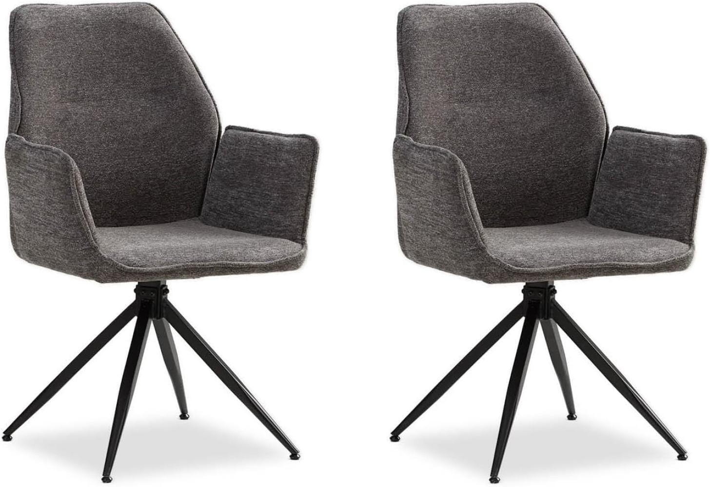 2 Stühle Esszimmer Küchenstühle Chenille Wolle Grau Drehstühle Esszimmerstühle Drehbar Esszimmerstuhl mit Armlehne Dreh Sessel Modern Bild 1
