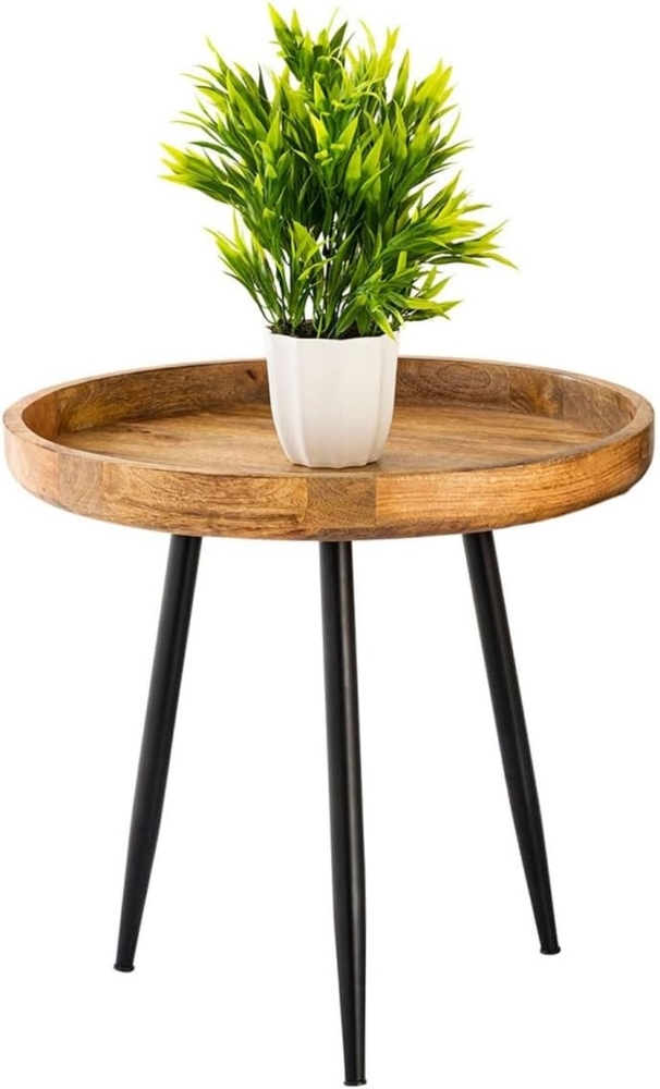 Amagohome Couchtisch Beistelltisch Holz rund Couchtisch Wohnzimmer Tisch Metalbeine Holzpla Bild 1