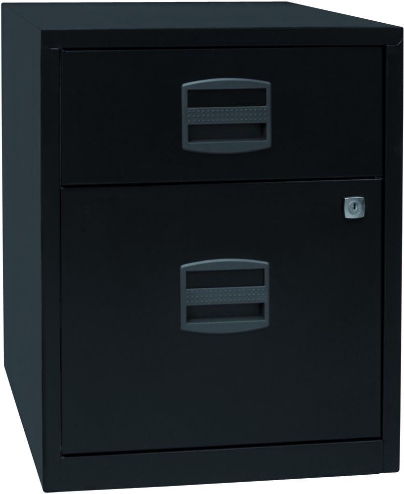 Bisley Home mobiler Beistellschrank PFA, 1 Universalschublade, 1 HR-Schublade, Metall, 633 Schwarz, 40 x 41.3 x 52.8 cm Bild 1