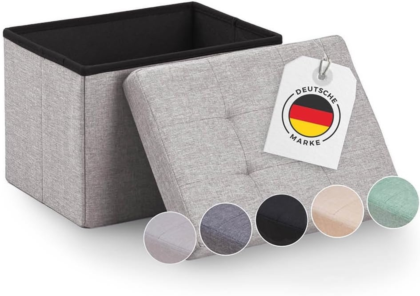 Blumtal Sitzbank mit Stauraum - Truhenbank mit Stauraum 41 x 31 x 31 cm - kleine Sitztruhe mit Stauraum - Sitzwürfel - Aufbewahrungsboxen - Sitzbank klein - Polsterhocker - Sitz Hocker - Hocker Hellgrau Bild 1