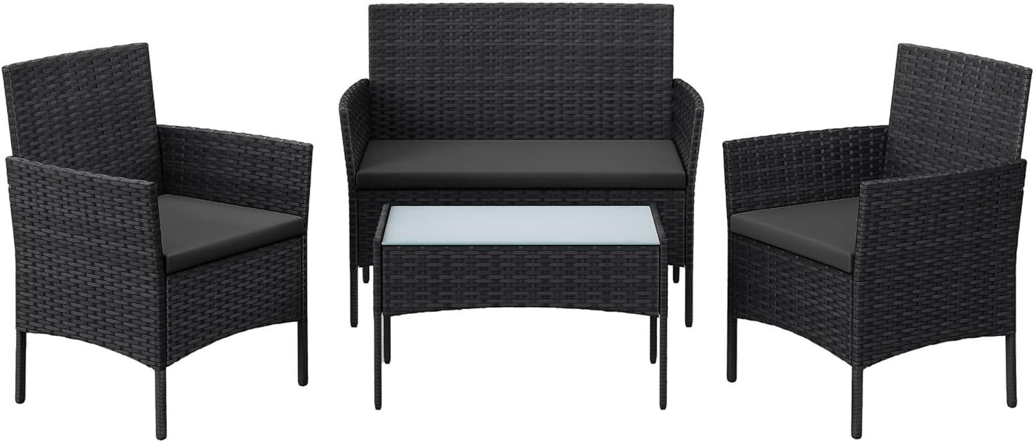 Songmics Balkonmöbel, Gartenmöbel-Set, aus PE-Polyrattan, Lounge-Set, Terrassenmöbel, Outdoor, für Terrasse, Balkon, Garten, schwarz-grau GGF004B06 Bild 1