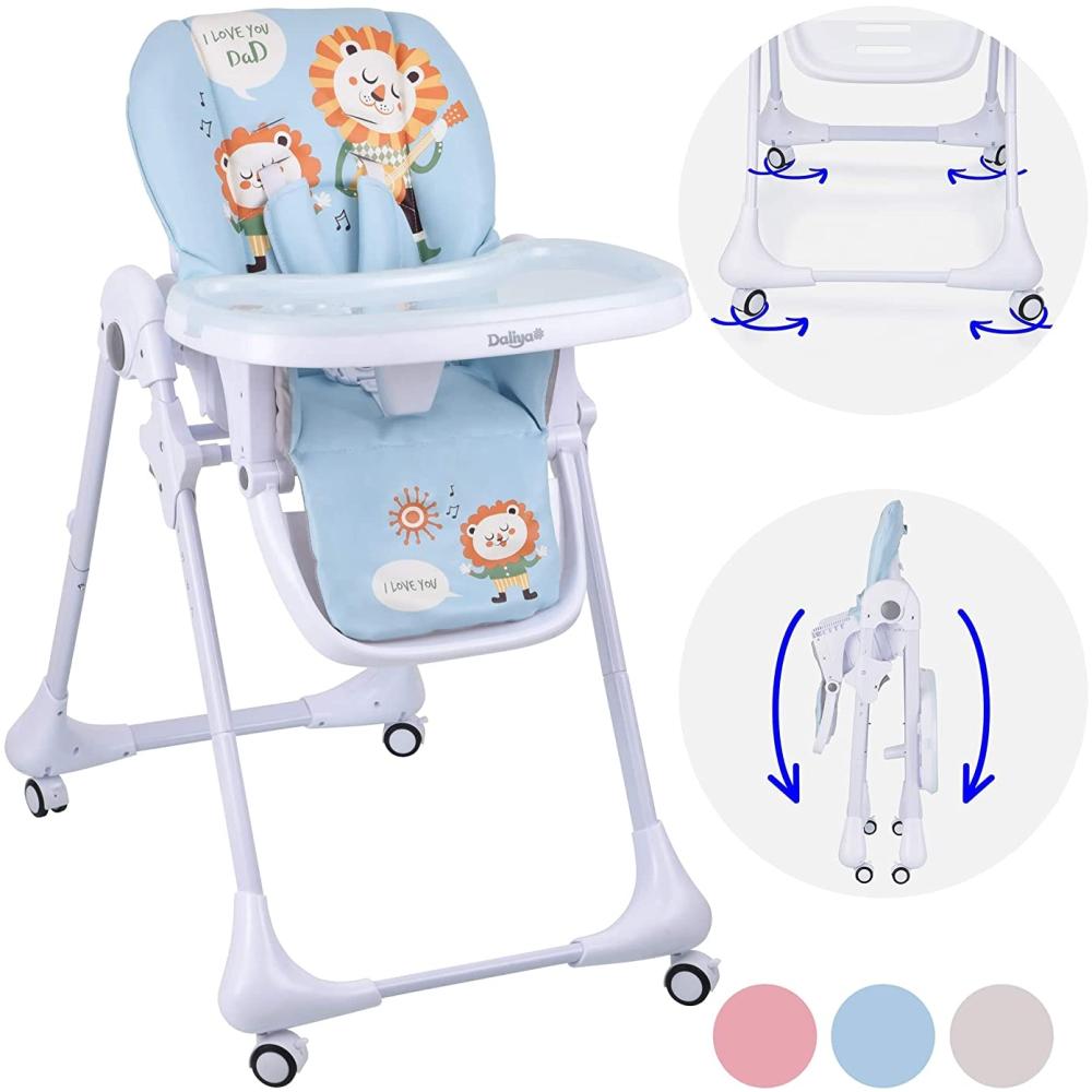 Daliya® Hochstuhl SITONMI 3in1 Kinderhochstuhl & Babyliege, extra breite Rückenlehne (Set, 7 St), Babyliege, 0-4 Jahre, breite Rückenlehne, Tablett, Korb, Platzsparend Bild 1