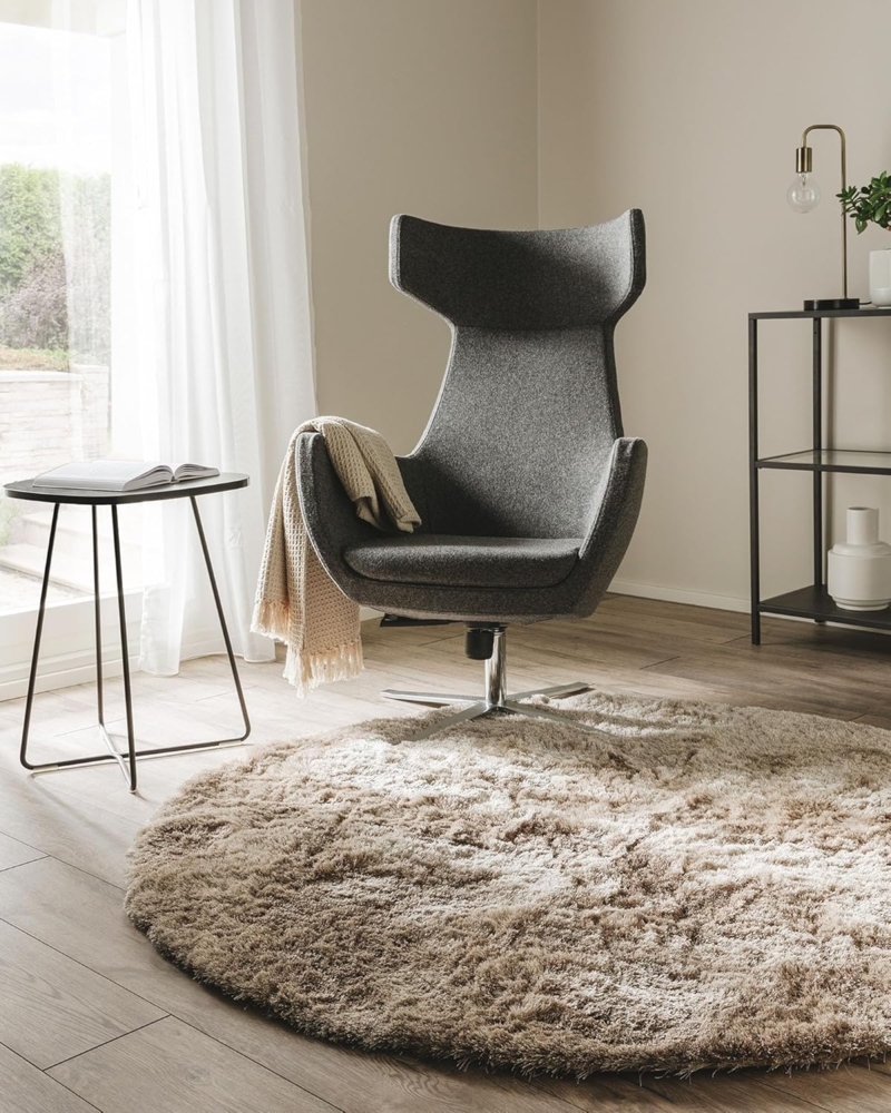 benuta Teppich Whisper, rund, Höhe: 31 mm, Hochflorteppich Wohnzimmer, Schlafzimmer, Esszimmer, Flur, Weich Bild 1