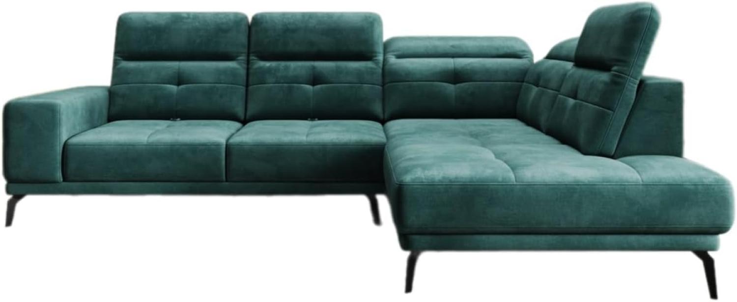 Designer Sofa Isabella mit verstellbarer Kopf- und Rückenlehne Samt Grün Rechts Bild 1