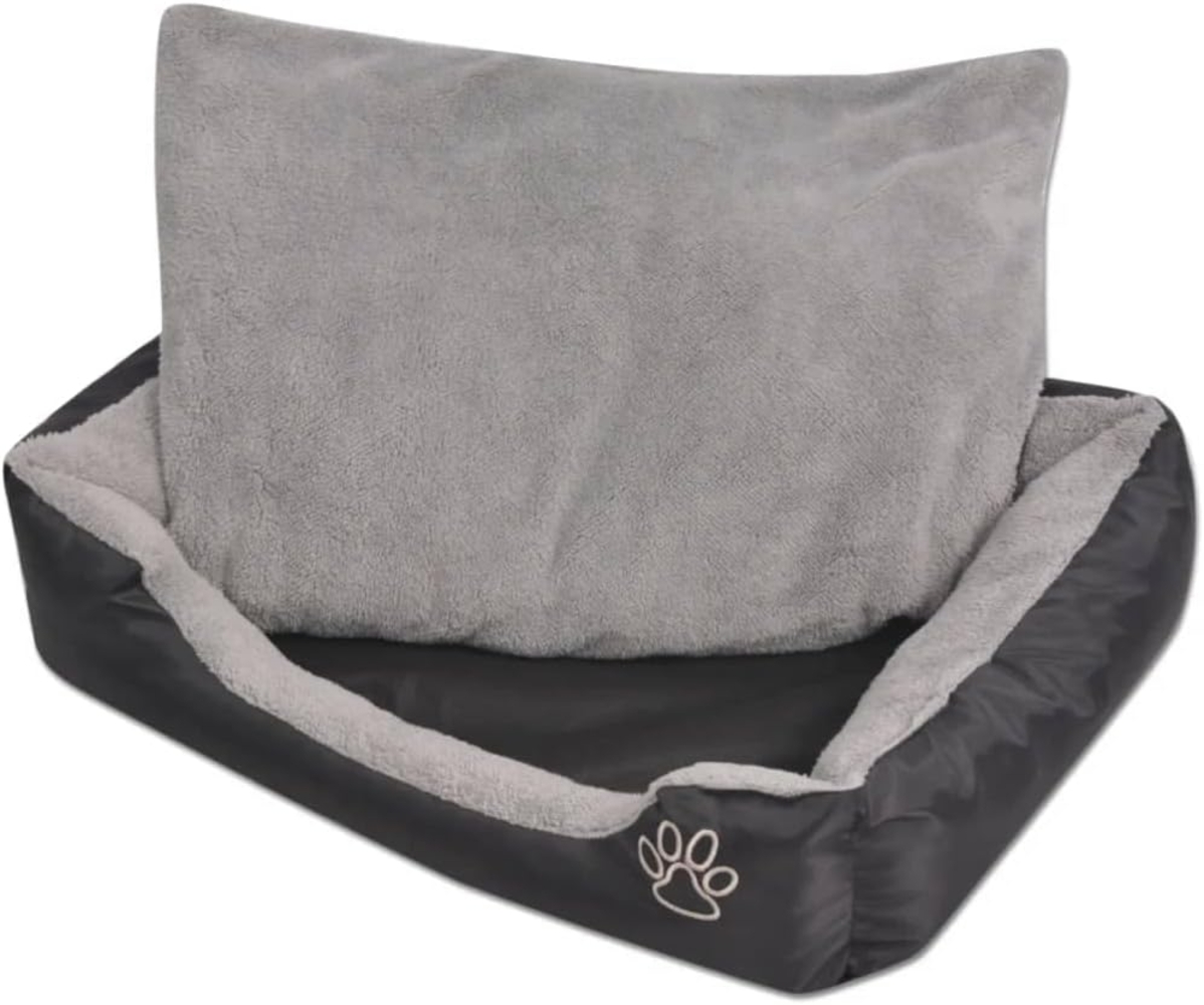 vidaXL Hundebett, mit gepolstertem Kissen, Polyester, Schwarz, M, 18 x 65 x 48 cm Bild 1